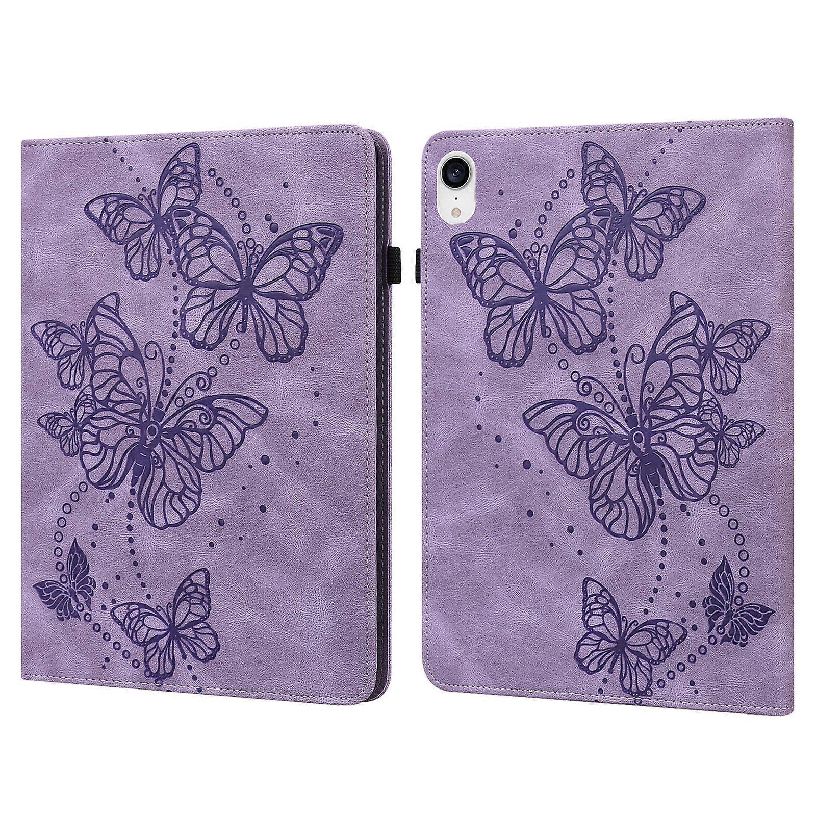 For iPad mini 2024 / mini 6 Embossed Butterfly Pattern Horizontal Flip Leather Tablet Case