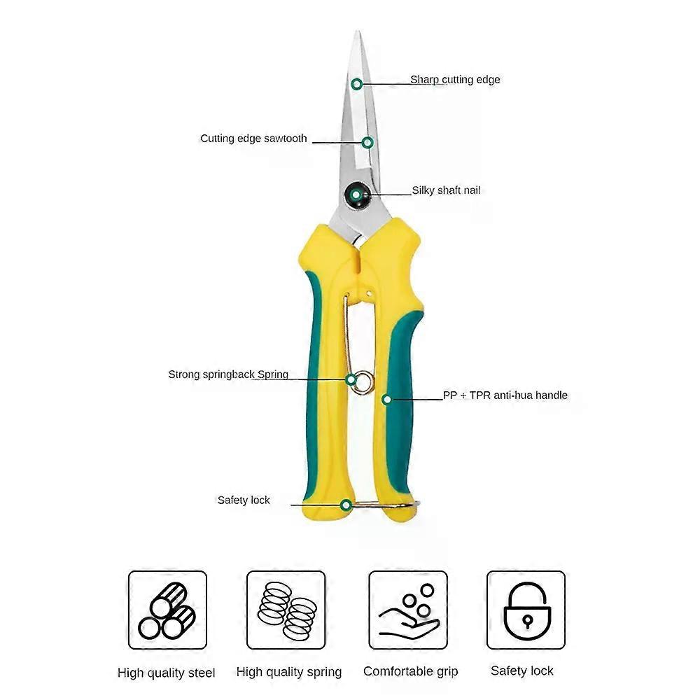 Labor-saving Gardening Scissors Sharp And Durable Pruning Scissors Spring Design Stainless Steel Flower Branch Scissors