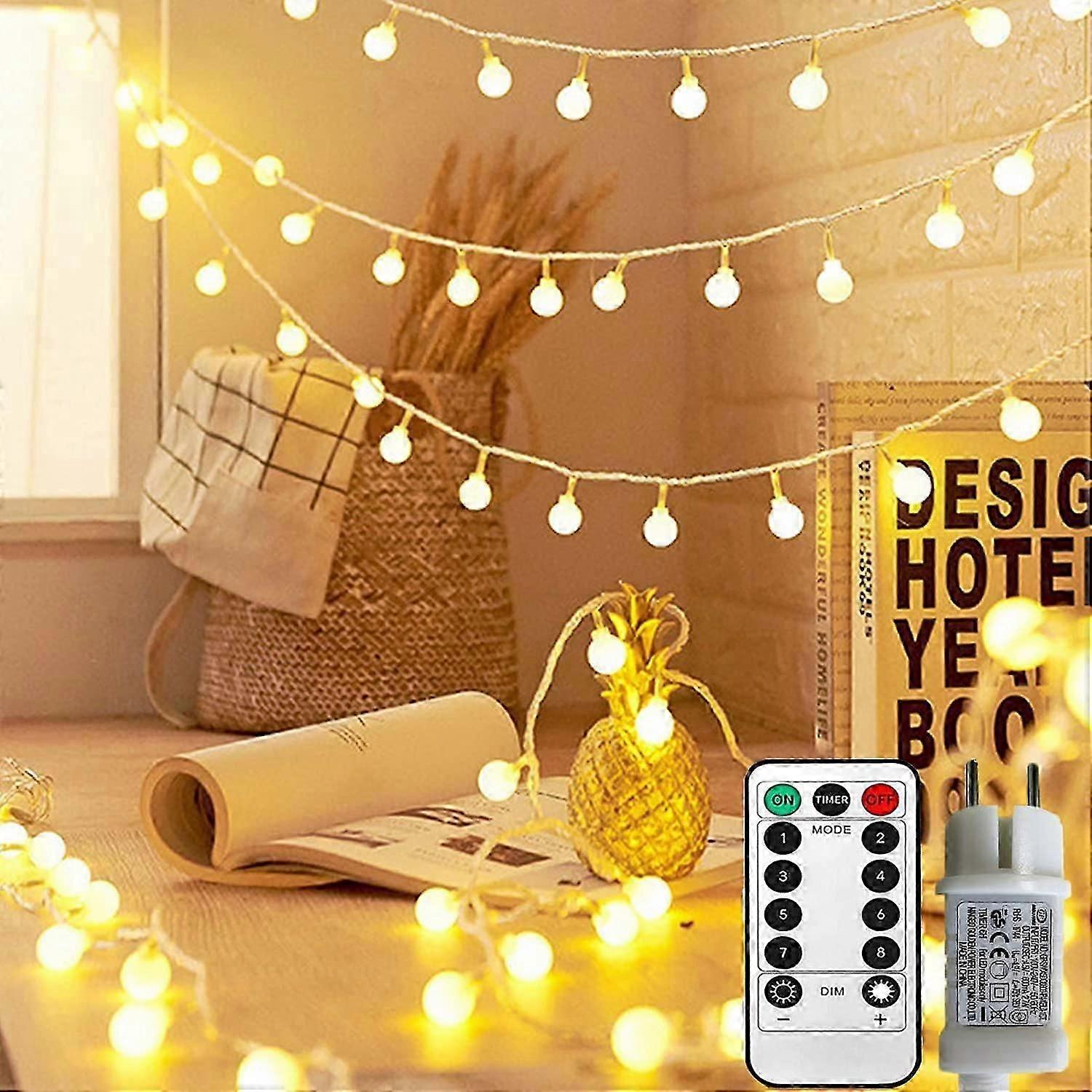 100 LED 8 Mode String Lights with Remote Control (Warm White)