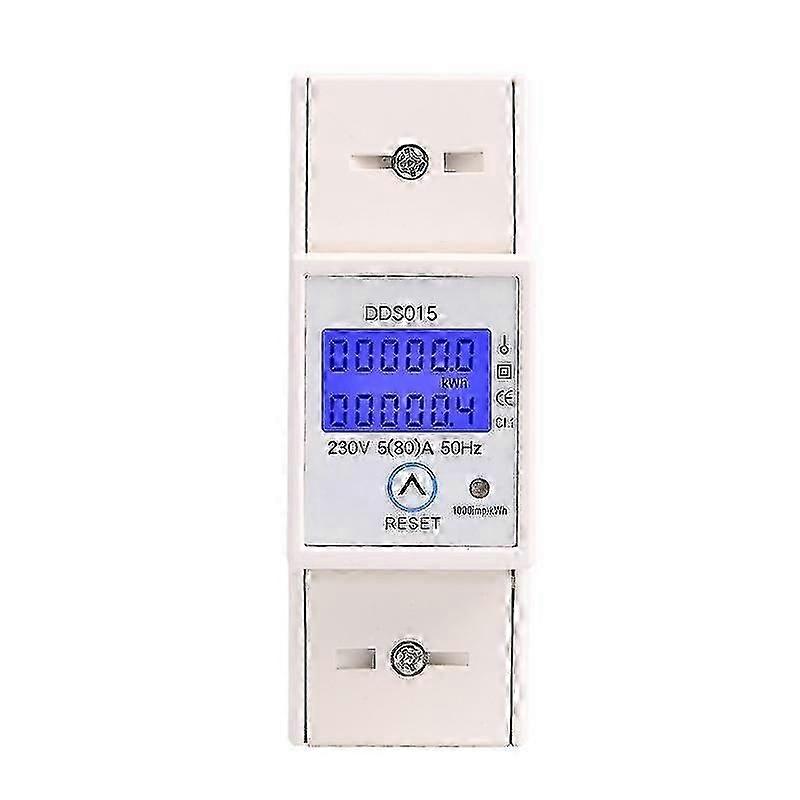 Sous-compteur électrique monophasé 80A max modulaire, Tarif unique, Affichage LCD, Réinitialisation partielle