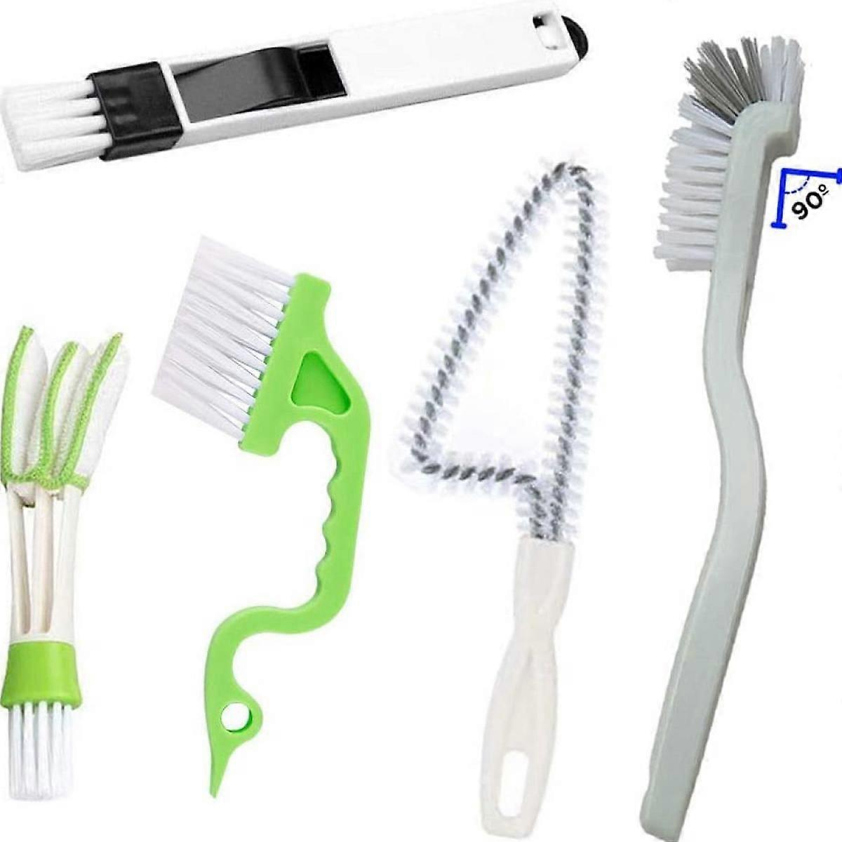 Window or Sliding Door Track Cleaning Brush, Tile Lines Brush,Window Blind Duster, 2-in-1 Windowsill Sweeper, Hand-held , 5 Pieces
