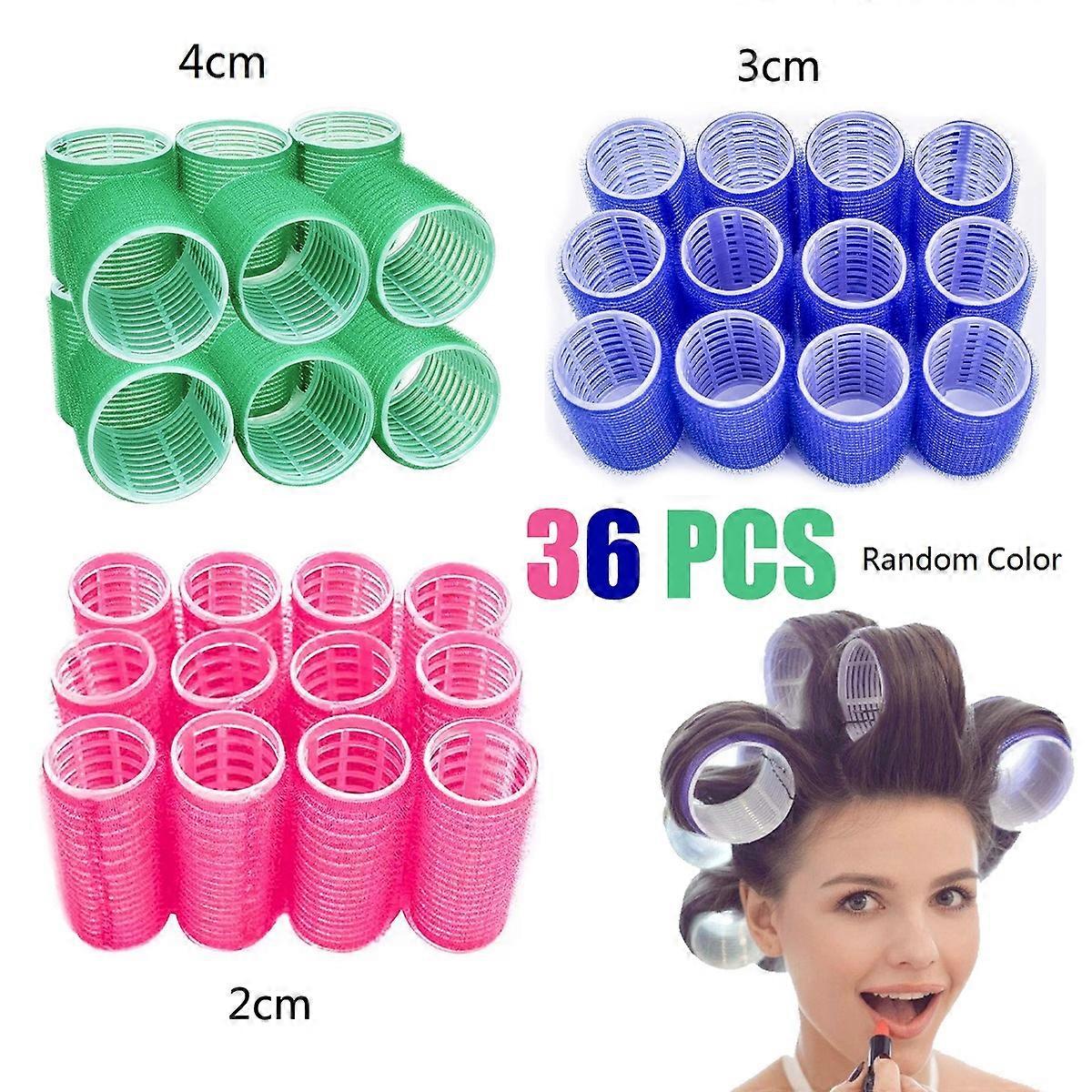 Multi-Sized Self-Grip Rollers Set, 36 Pieces Including Jumbo & Super Jumbo Velcro Rollers, Ideal For Creating Voluminous Curls Without Heat,
