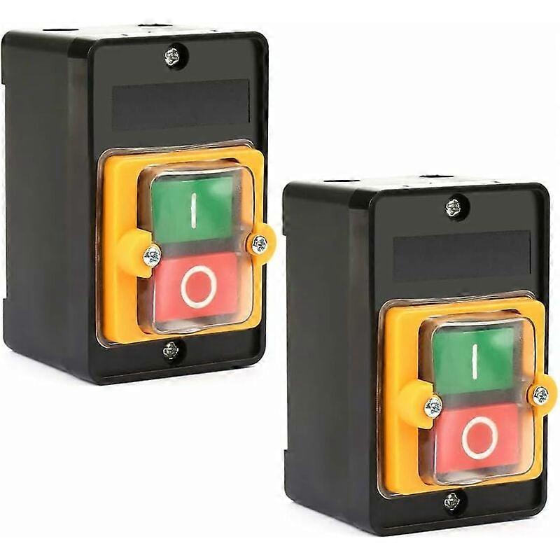 2pcs Machine Switch, AC 220V/380V 10A Machine Push Button Switch ON/OFF Push Button Switch, Push Button Switch, Motor Switch with Dustproof Housing