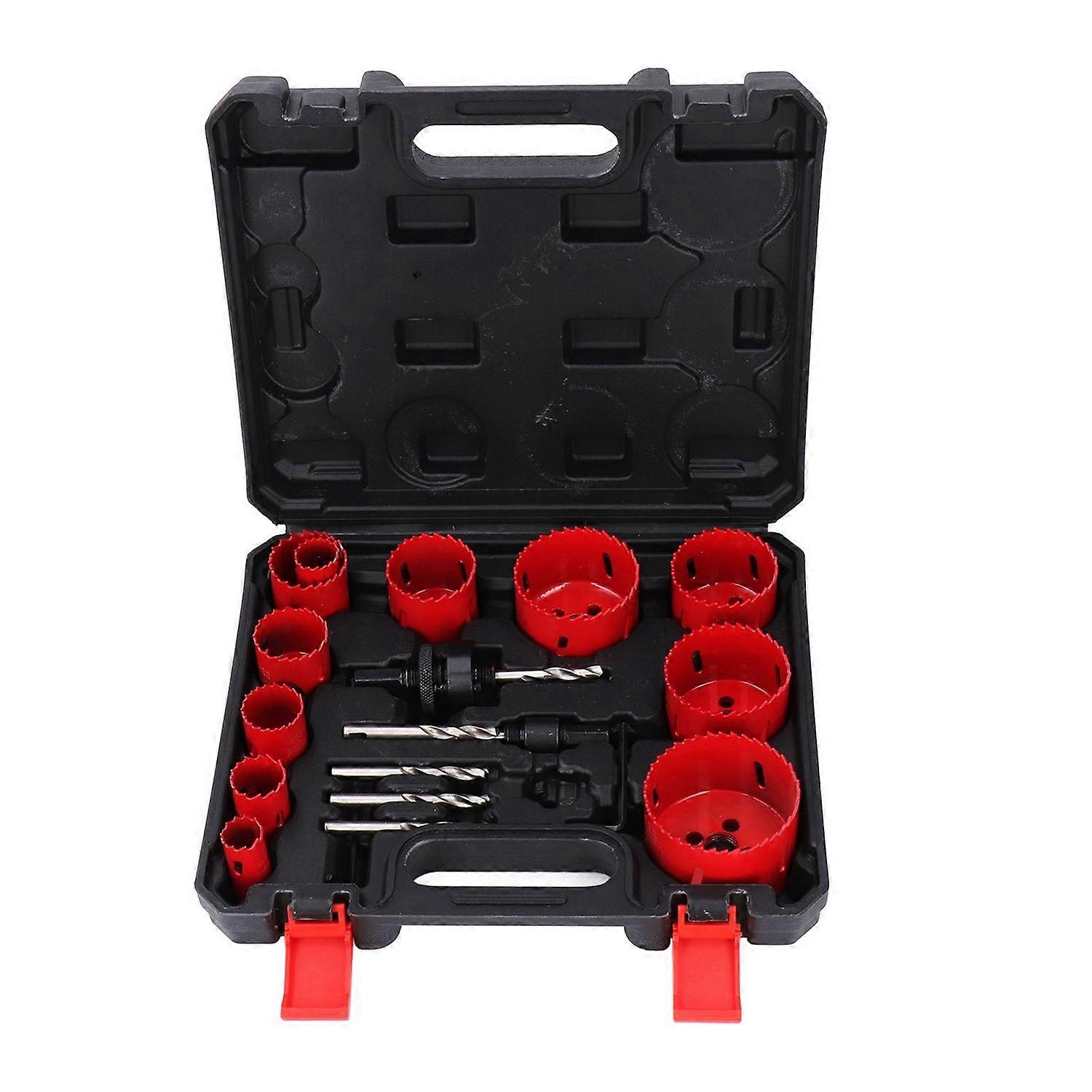 18 Pieces Set Bimetal Hole Saw with Mandrels Bits Screw Hole Saws for Soft Metal Wood Plastic Board