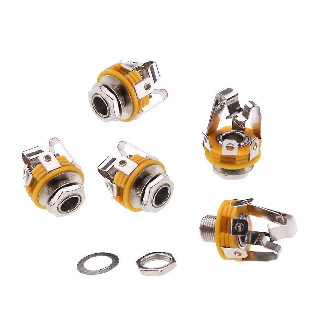 Practical 5Pcs Electric Guitar 6.35mm Stereo Input Output Sockets