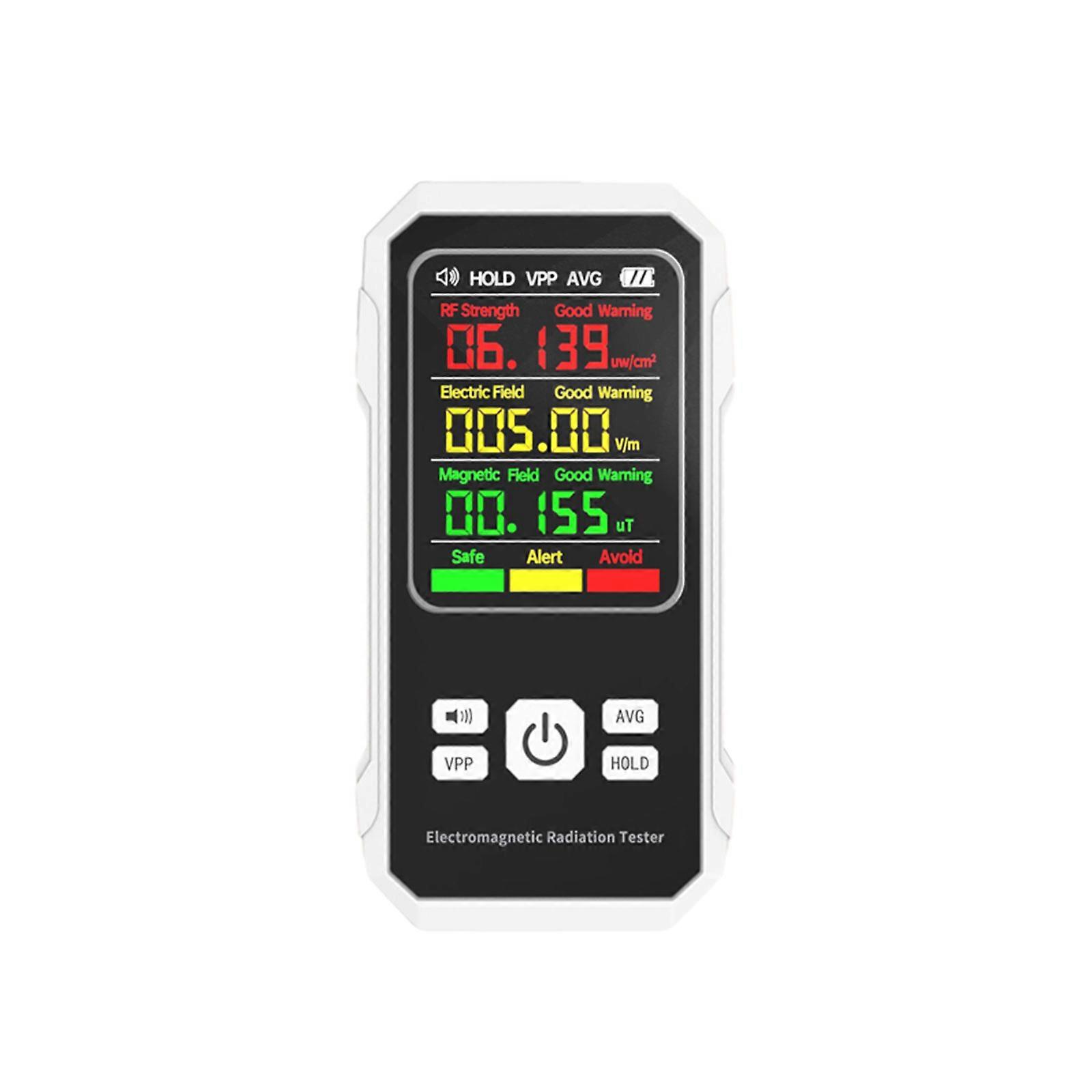 Compact Electromagnetic Field Radiation Detector Portable Digital EMF Meter with Color Display ABS for Homes & Office  White