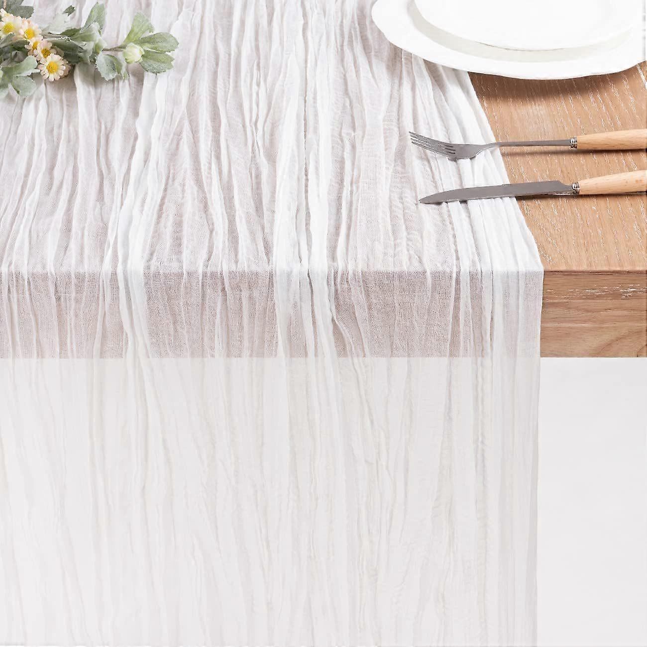 Semi-Sheer Gauze Table Runner Sage Cheesecloth Table Setting Dining Vintage Wedding Party Christmas Banquets Arches Cake Decor For Wedding Bridal