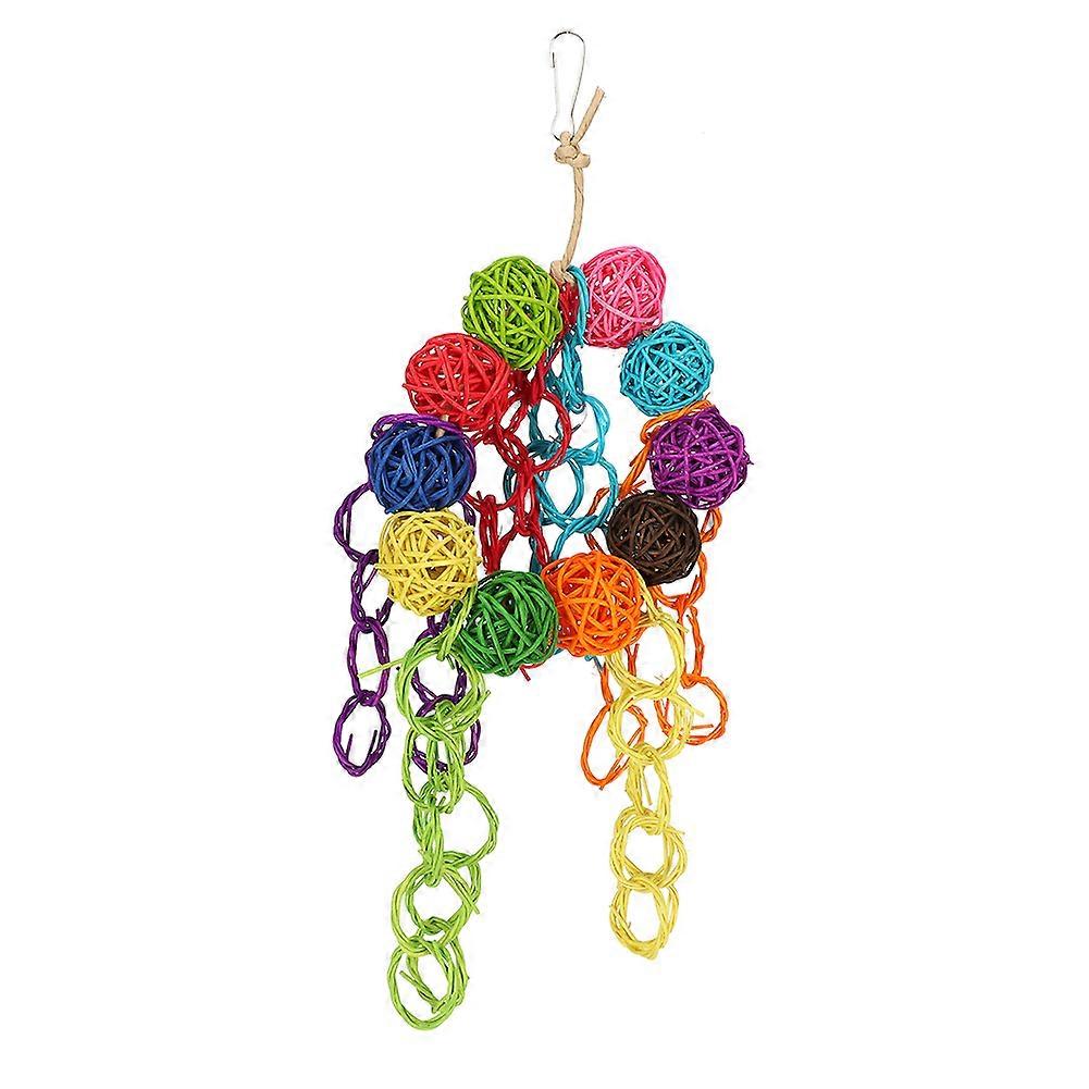 Pet Bird Colorful Sepaktakraw Circle String Toy Chewing Biting for Parrot