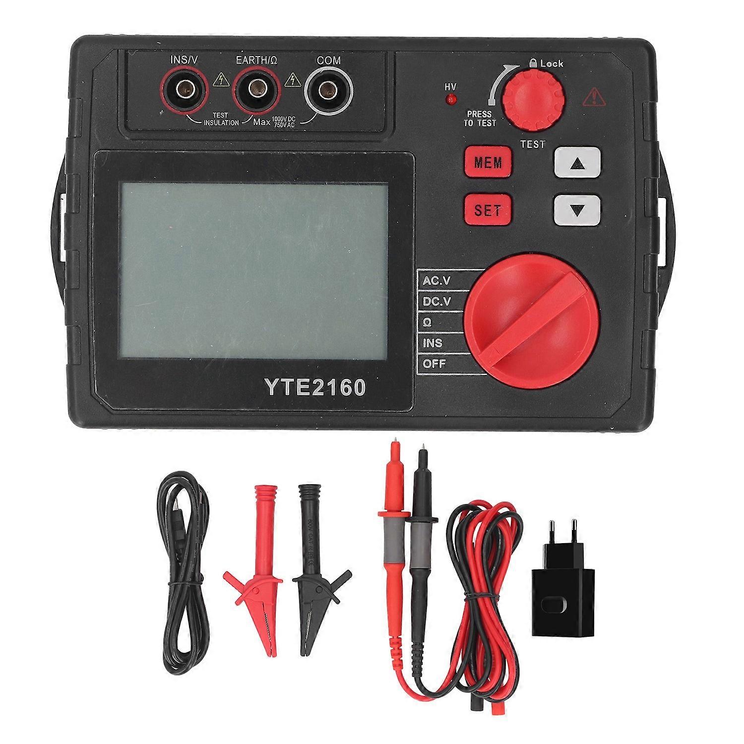 Digital Megohmmeter 100V 200V 500V 1000V Voltage Meter 0-10GΩ Resistive Value Tester 9999 Counts Bac