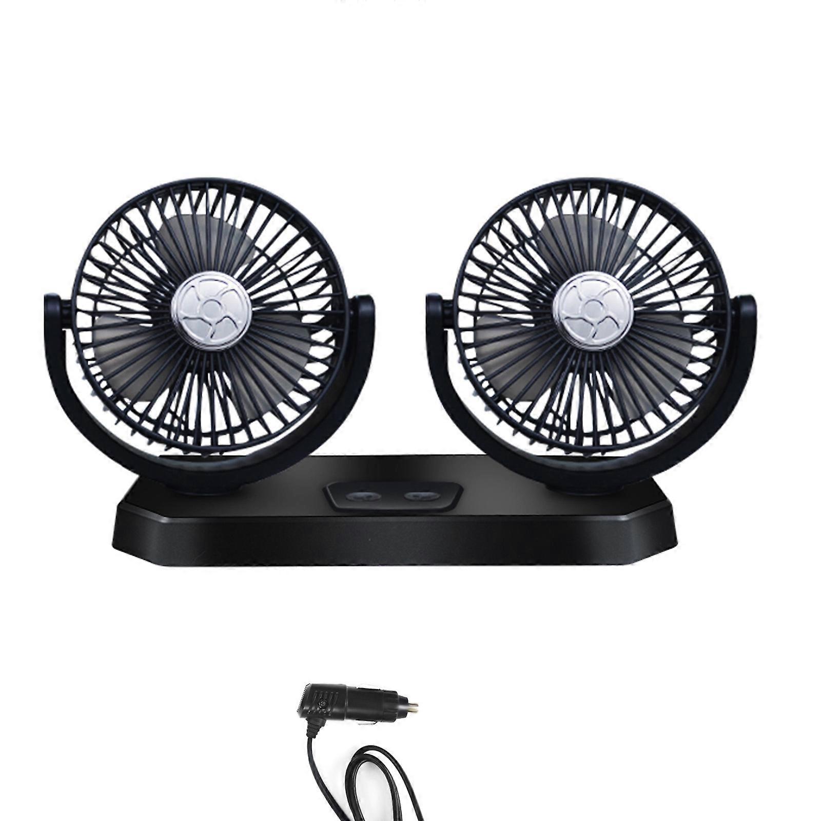Portable Fan for Car with 3 Speed,360 Degree Rotatable Dual Head Fan,Strong Wind Electric Auto Car Fans for Dashboard