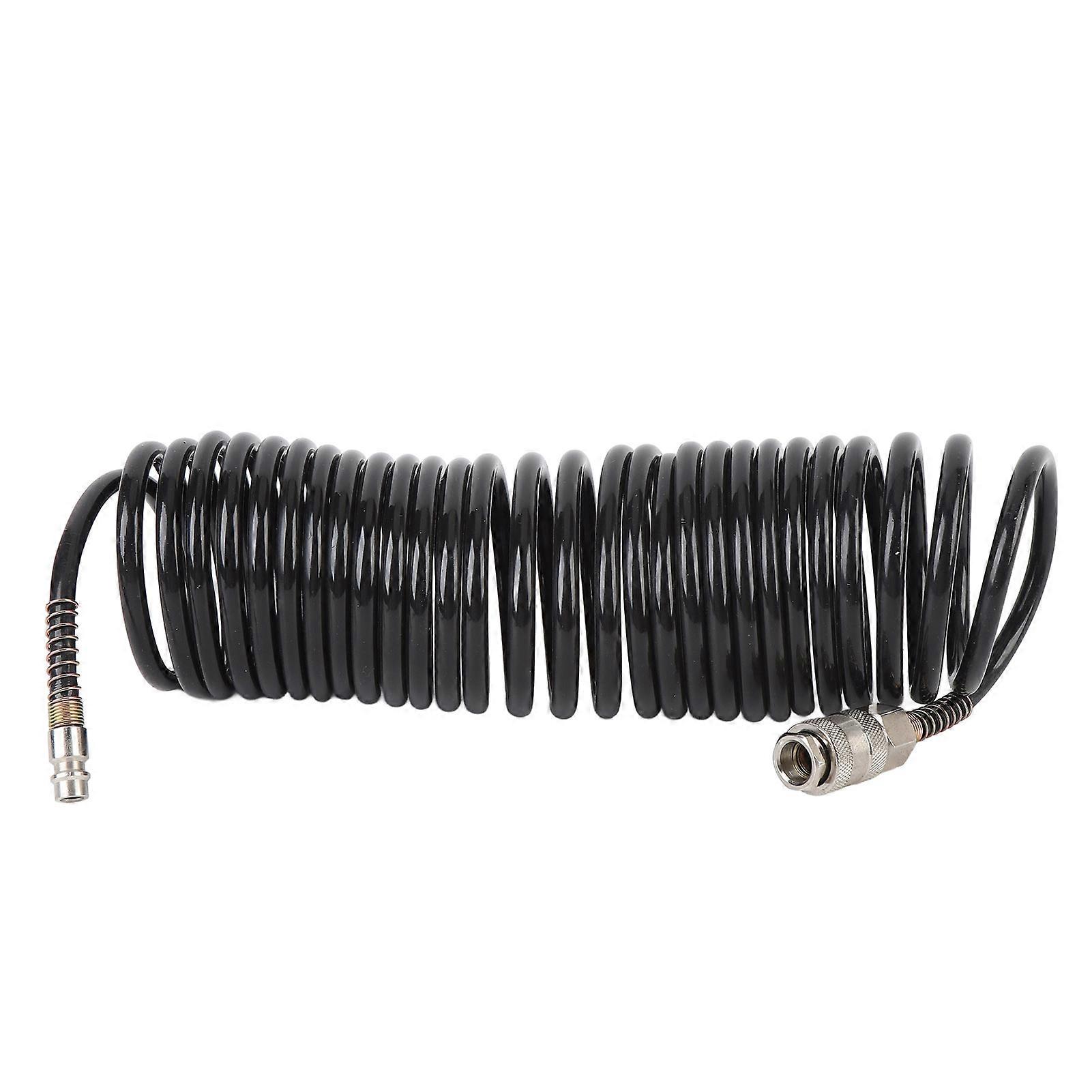 Spiral Air Hose 1/4 Inch ID 16.4ft Length PE Copper Non Tangling Anti Twisting Lightweight Compressed Air Hose EU Connector