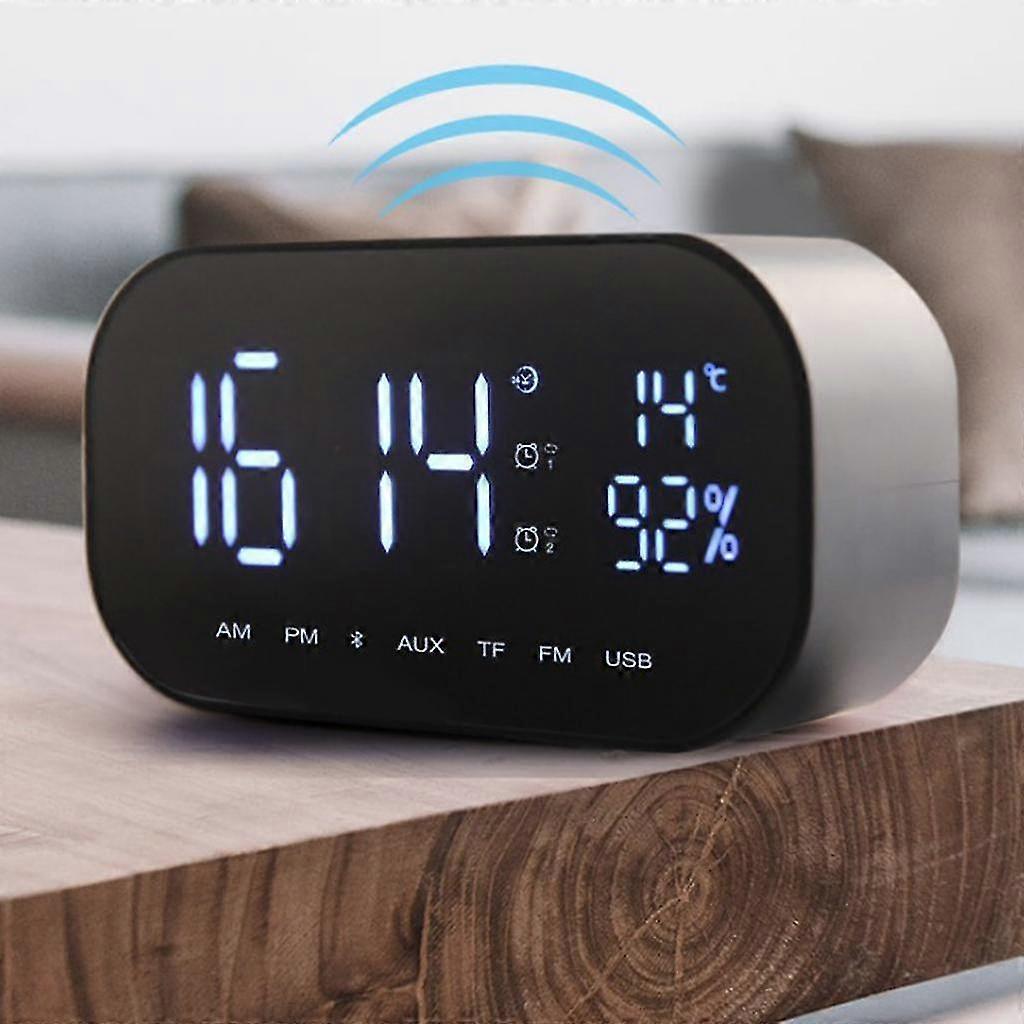 Wireless LED Mirror Bluetooth Alarm Clock Speaker Gold