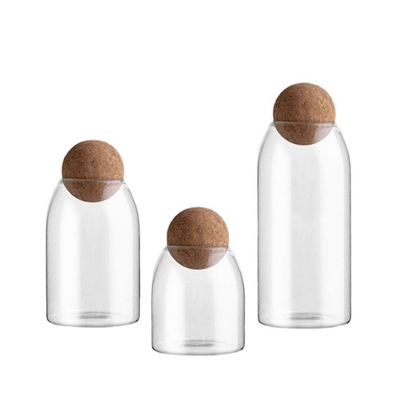 Glossy Glass Jars Storage Set of 3, Clear Candy Jars and Coffee Canisters with Airtight Lids, Kitchen Organization