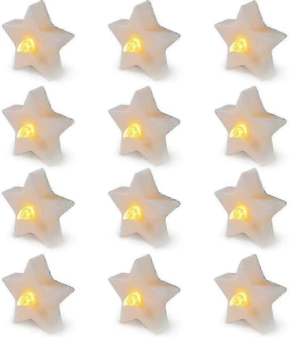 Paquet de 12 bougies décoratives créatives sans flamme en forme d’étoile pour une ambiance lumineuse de bougie