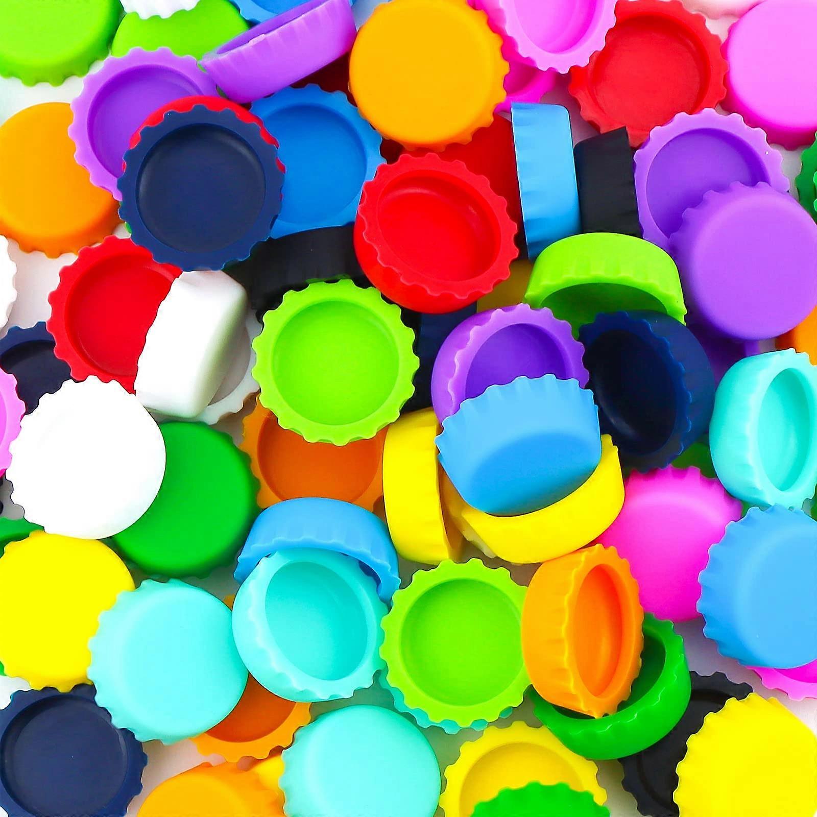 108 PCS Silicone Rubber Bottle Caps - 12 Colorful Reusable Caps for Home Brewing, Compatible with Standard Bottles