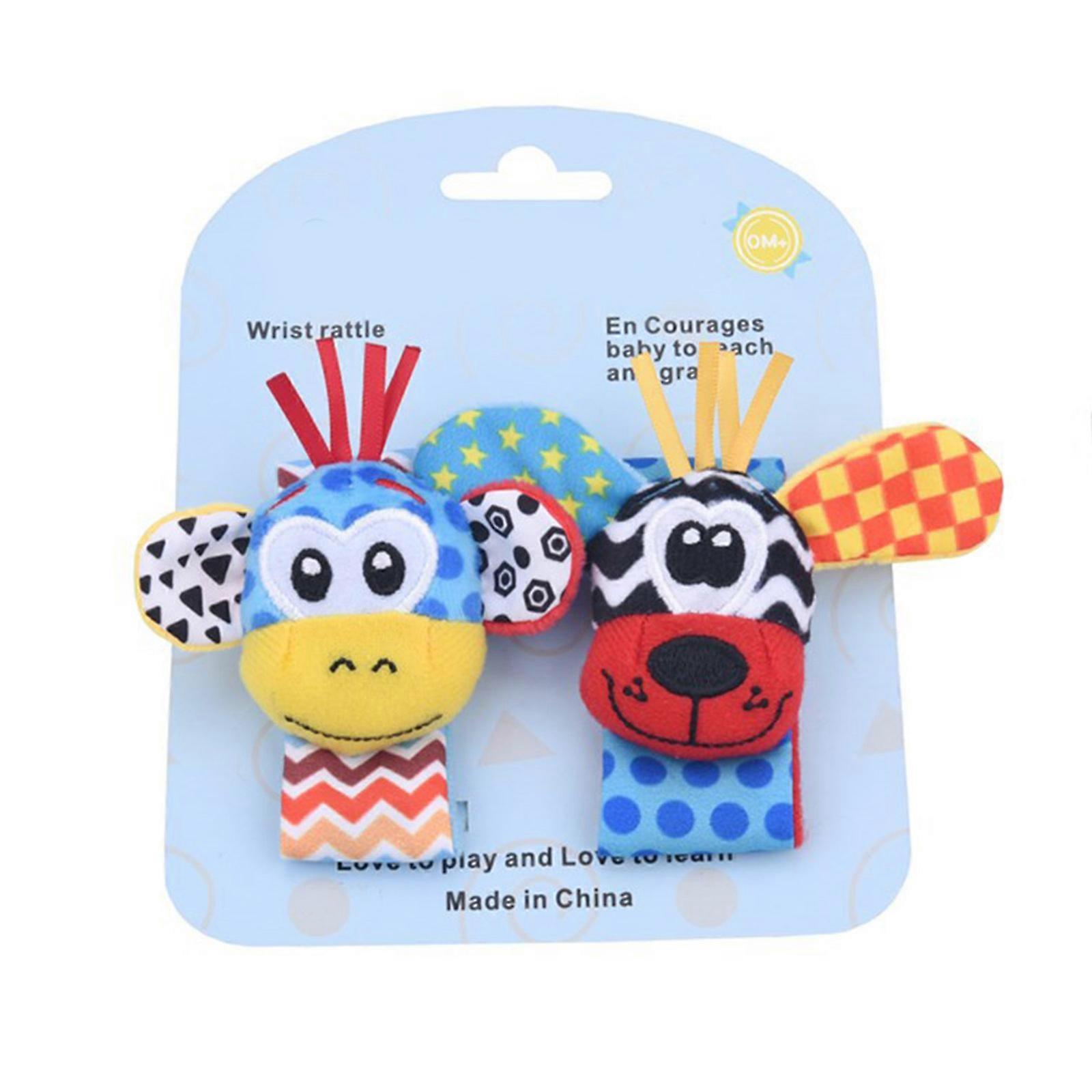 2Pcs Soft Baby Toys Arm Foot Plush Rattle Toy Interactive Crawling Grabbing Shaking Bell Activity Toy for w/ Pleasant So  Watch strap