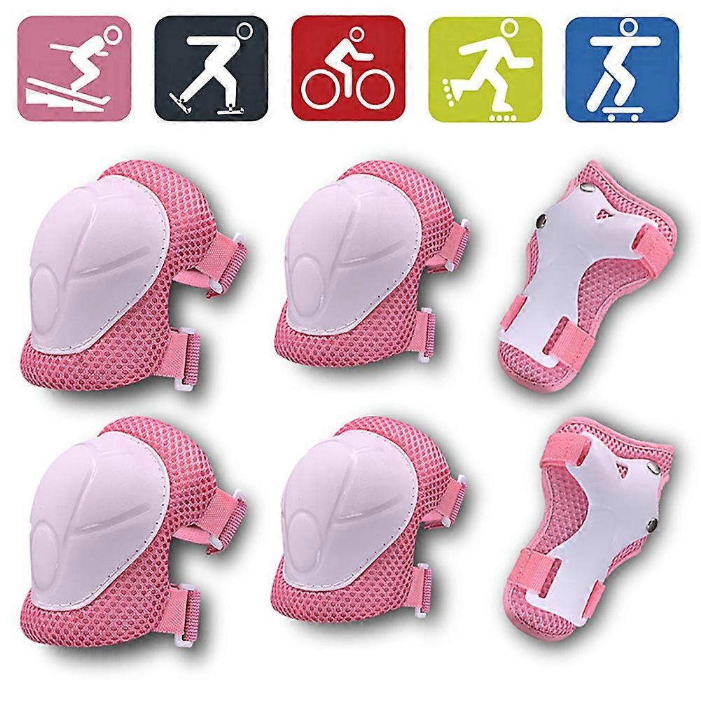 Kids Protective Gear Knee Pads And Elbow Pads 6 In 1 Set With Wrist Guard And Adjustable Strap For Cycling