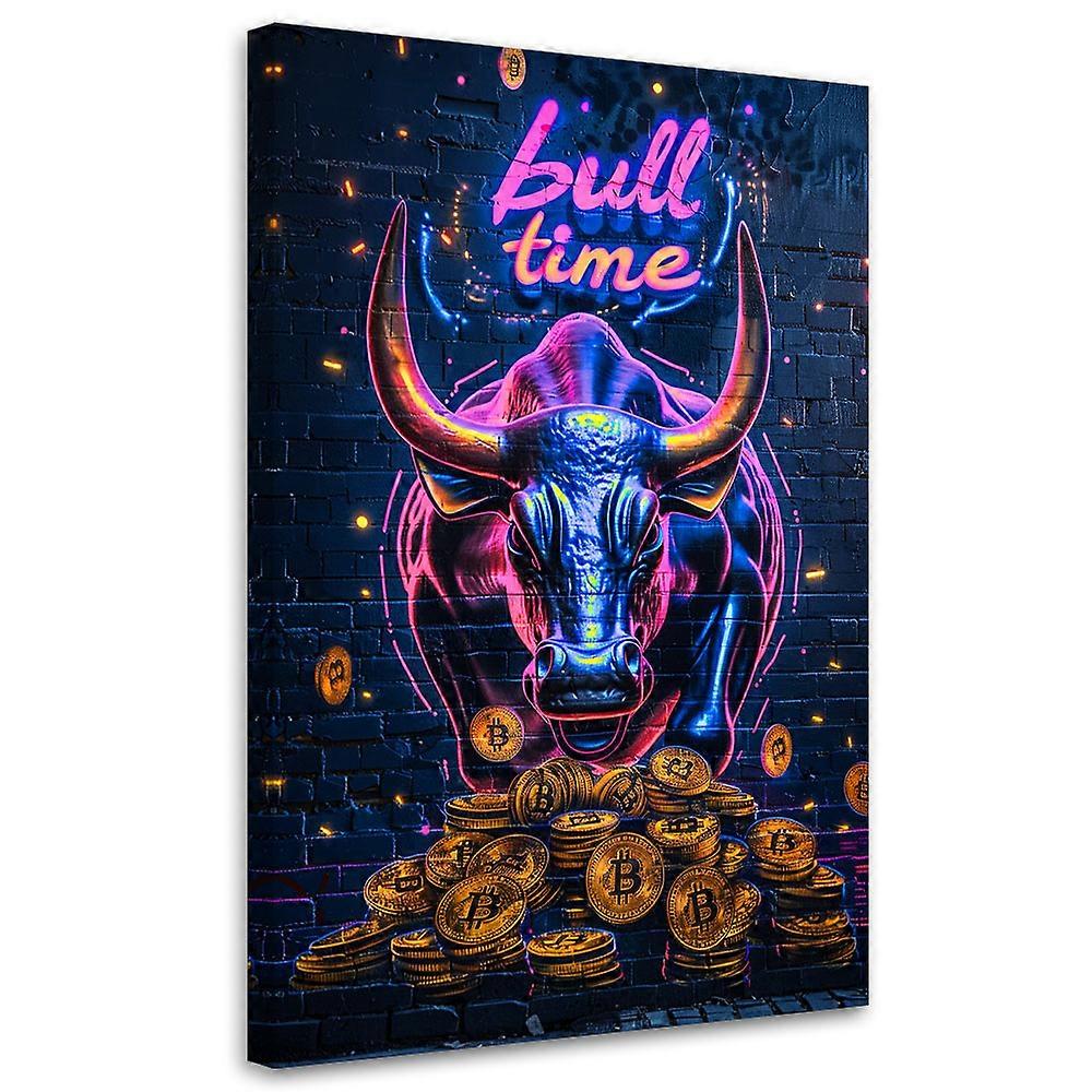 Impression sur toile, AI Bull bitcoin - 80x120