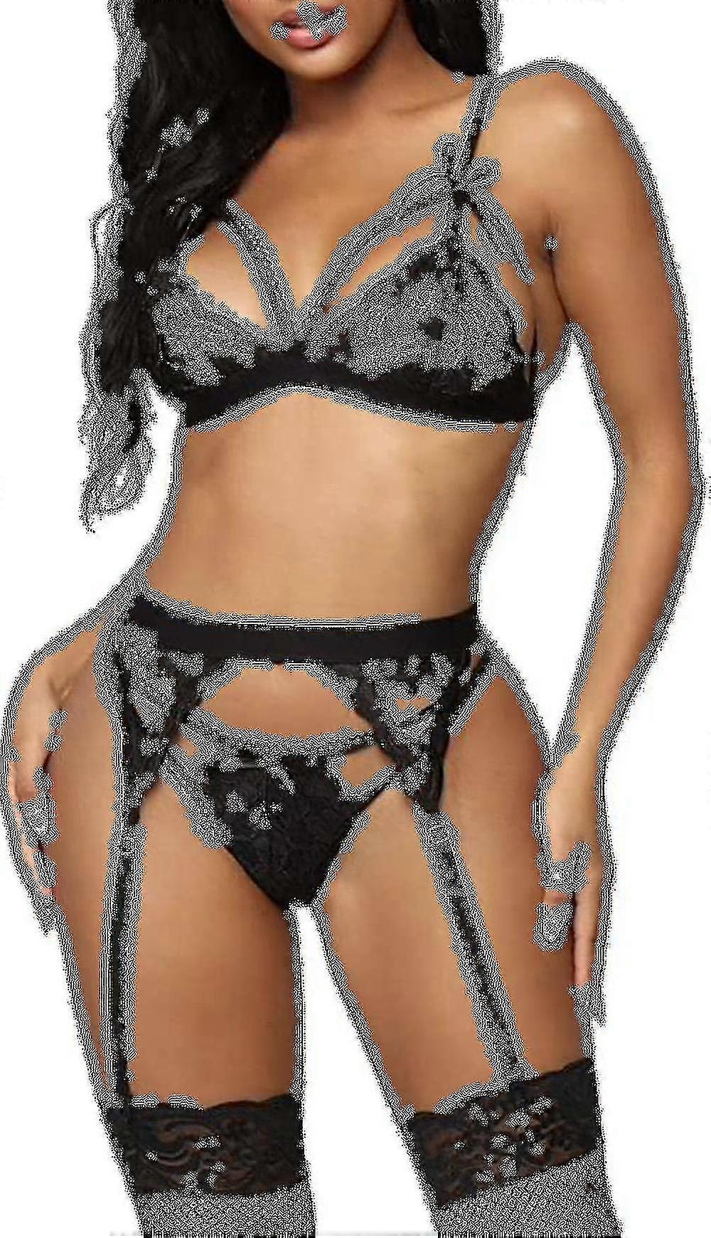 Kvinnor Lace Garter Underkläder Set