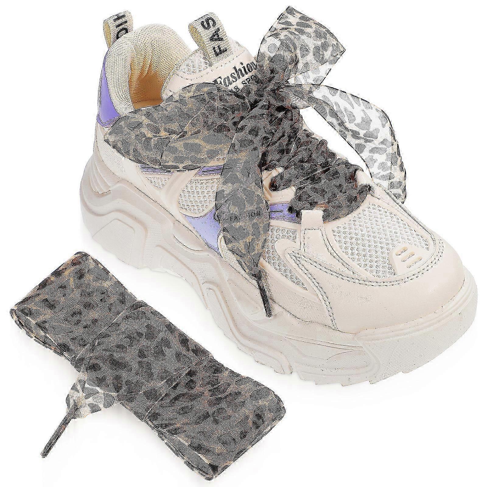 2pcs Leopard Shoe Laces Wide Shoelaces Replacement Thin Flat Shoelaces Patterned Shoelaces Shoe Decors