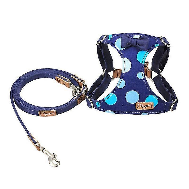 子犬の小さな犬のための蝶ネクタイと水玉犬のハーネスとリーシュセット