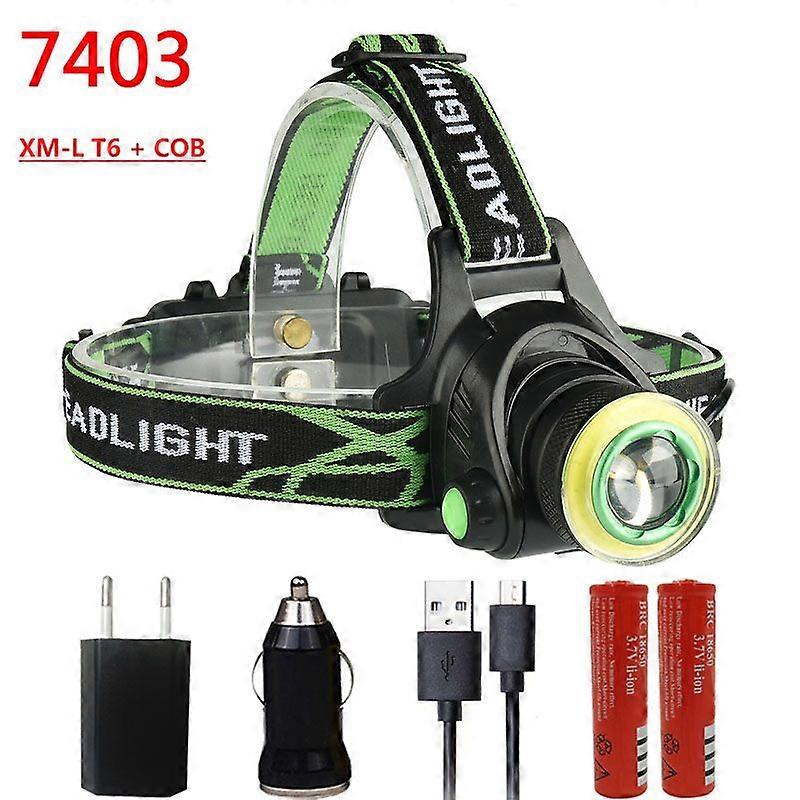 XM L T6 draagbare led-koplamp, COB-sensor aangedreven, micro-USB oplaadbaar, ideaal voor vissen