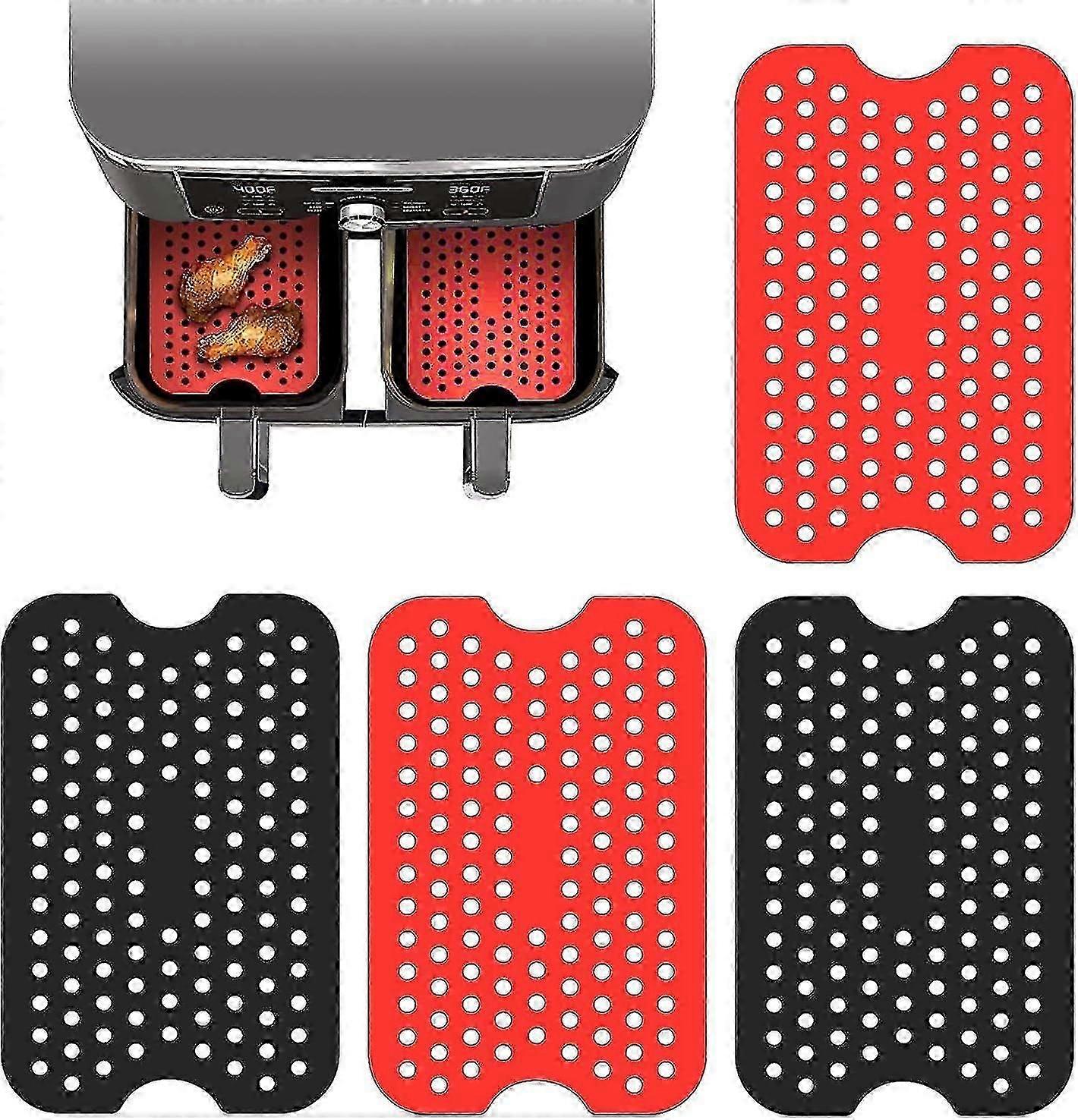 4 قطع حصيرة مقلاة هوائية ، حصيرة مقلاة هوائية سلة سلة مقلاة هوائية ، حصيرة مقلاة هوائية من السيليكون ، ملحق مقلاة هوائية مربعة من السيليكون ، قابل لإعادة الاستخدام