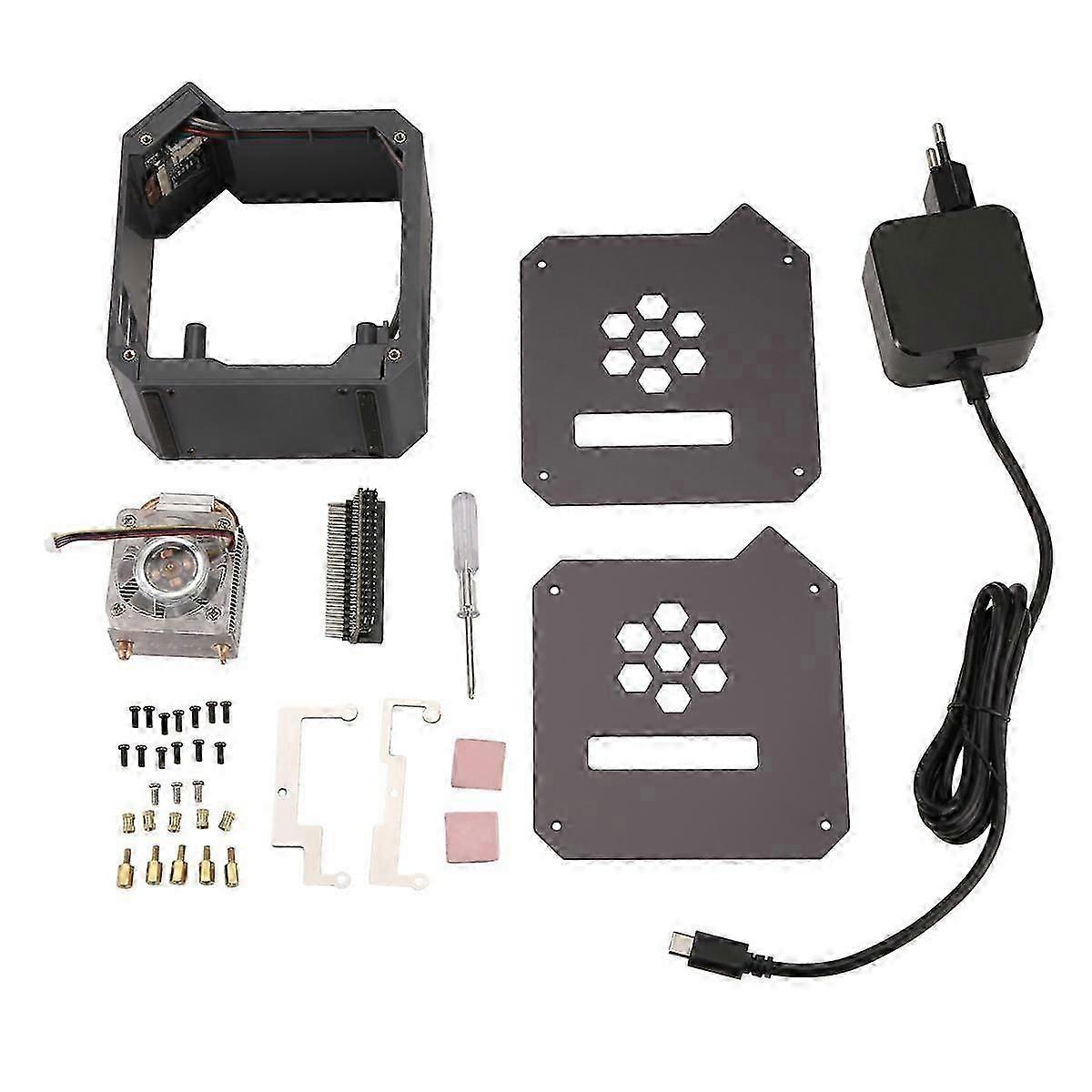 Mini Tower Fan with Case Kit with Ice Tower 0.96 Screen Dispaly Power Supply for Raspberry Pi5 EU Plug