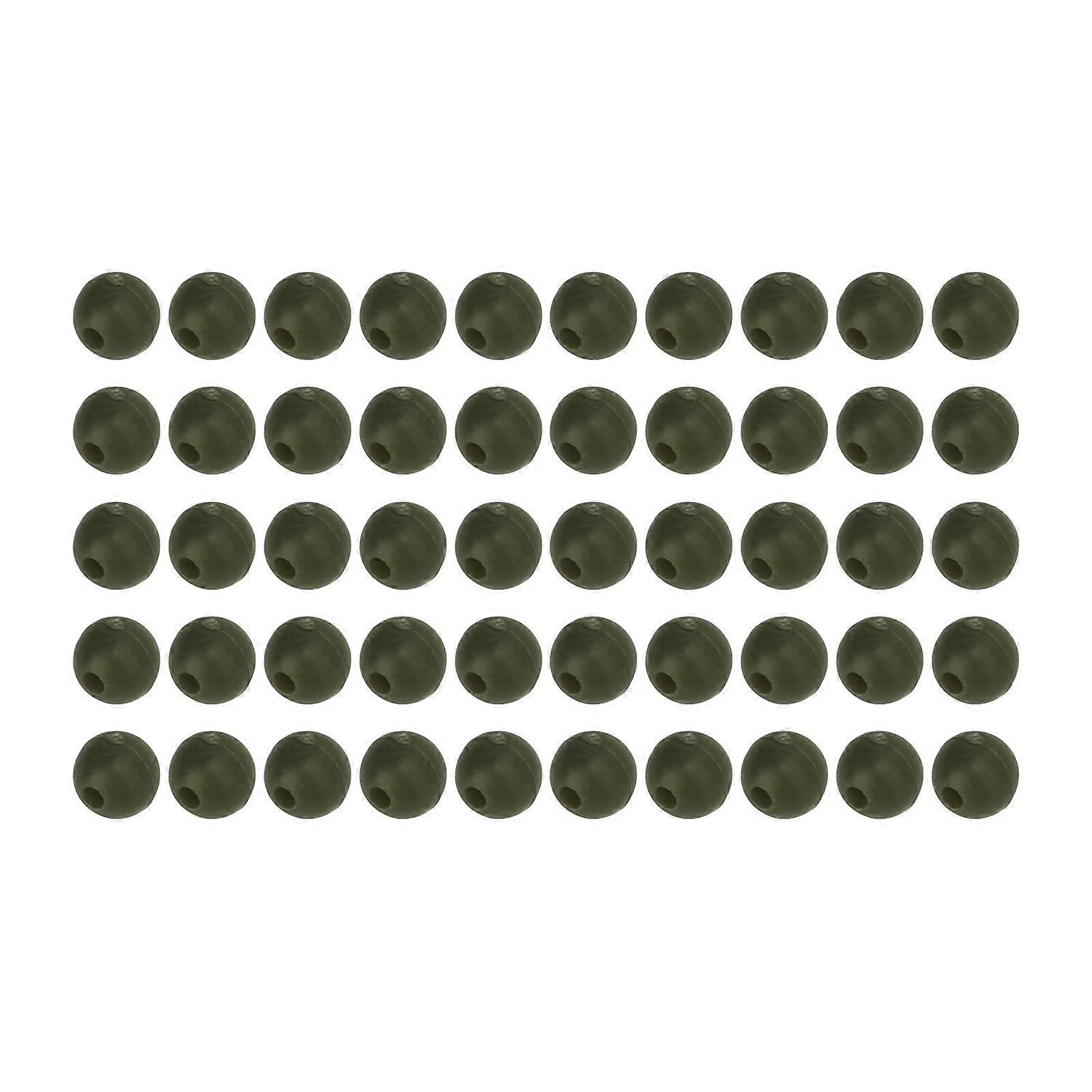 Pack of 50 soft beads for carp fishing, diameter 6 mm, carp fishing accessories, green