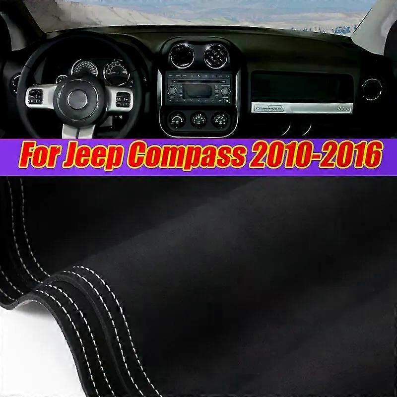 Black Leather Dashboard Cover Dash Protector Pad Mat For Jeep Compass 2010-2016