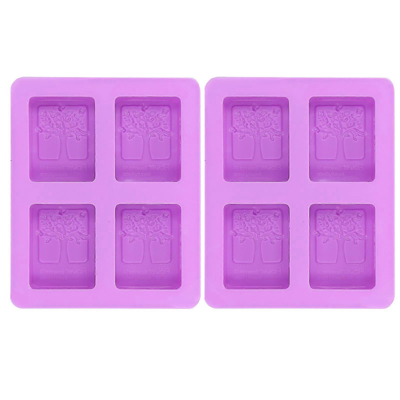 2 Pcs 4-Grid Silicone Soap Molds for Baking DIY Cake and Chocolate