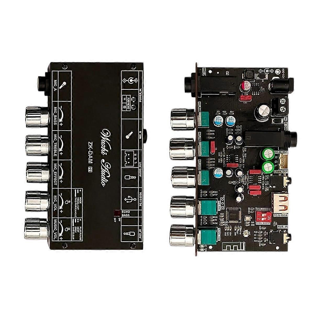 Dam H1 Karaoke Reverberation Board Front Stage Effector Mike Microphone K Song with Bluetuth U Disk Decoder