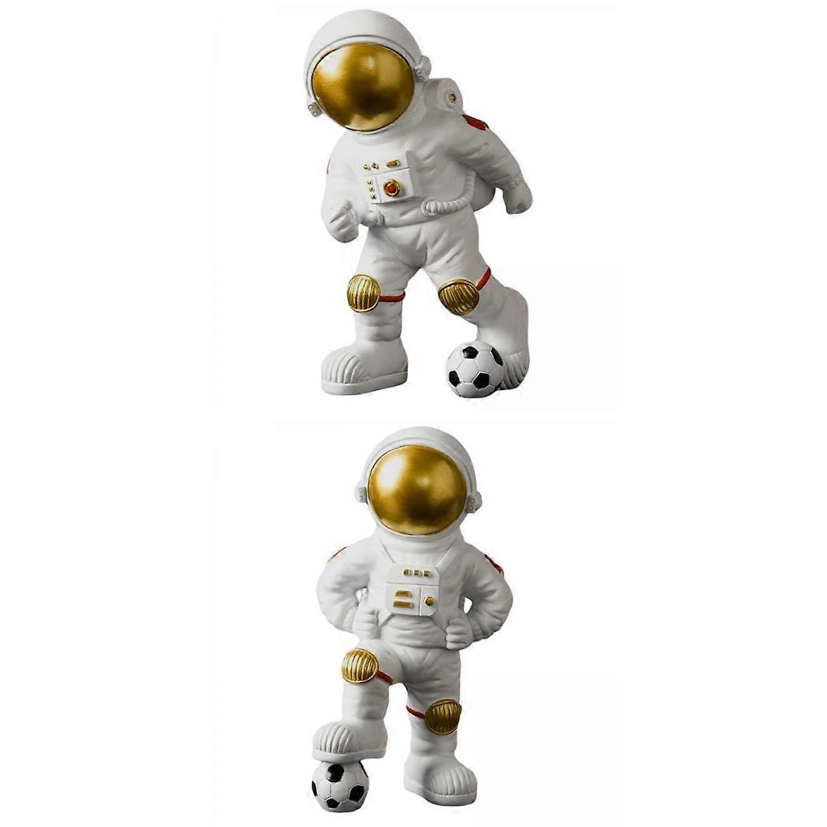 2x Astronaut Statues/ Craft Ornament Spaceman Resin Gift Bookshelf