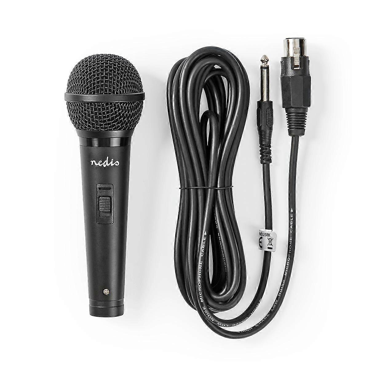 Wired cardioid microphone with detachable cable and switch, Black