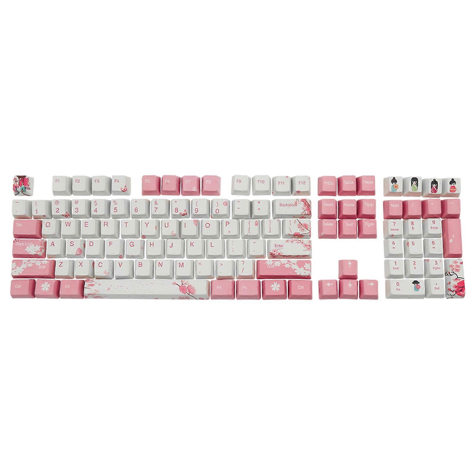 Cherry Blossoms Keycaps Dye-Sublimation OEM Profile ForMX Switch DZ60 GK61- SK61 108 Keys Mechanical Keyboard Keys Caps