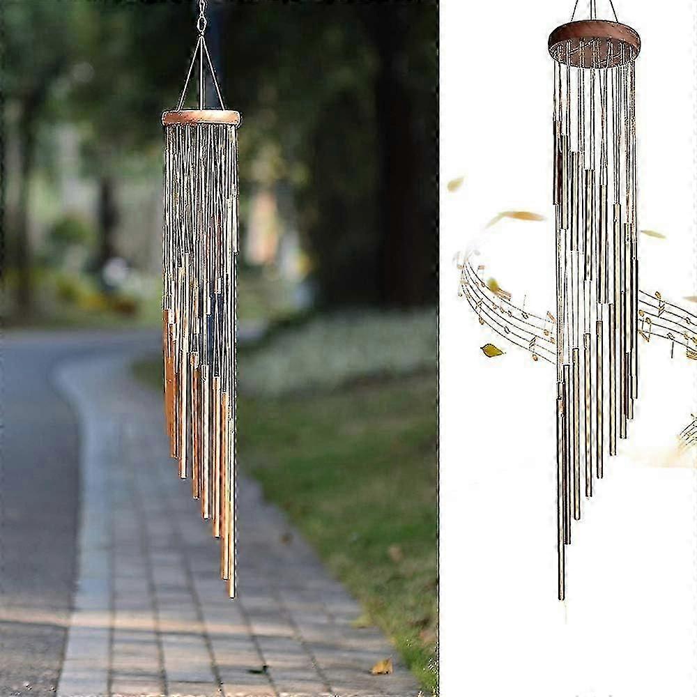 دقات الرياح في الهواء الطلق ، 35 "دقات الحديقة مع 18 أنبوب سبائك الألومنيوم لحديقة الفناء الخلفي ديكور هدية الخ (ذهبي)