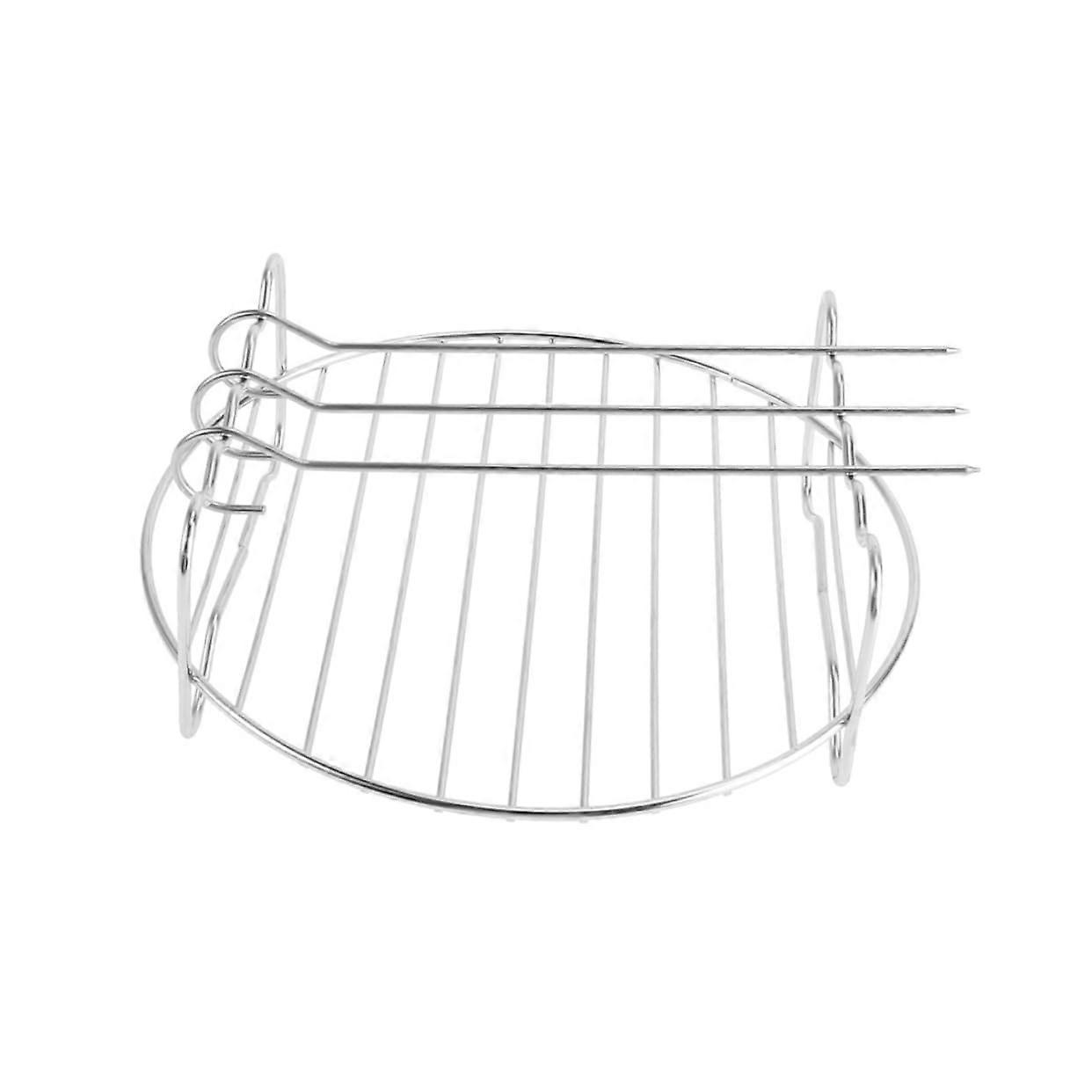 Stainless Steel Dual Layer Grill Rack for Air Fryer, Rust-Resistant, Silver, Perfect for Steaming and Grilling