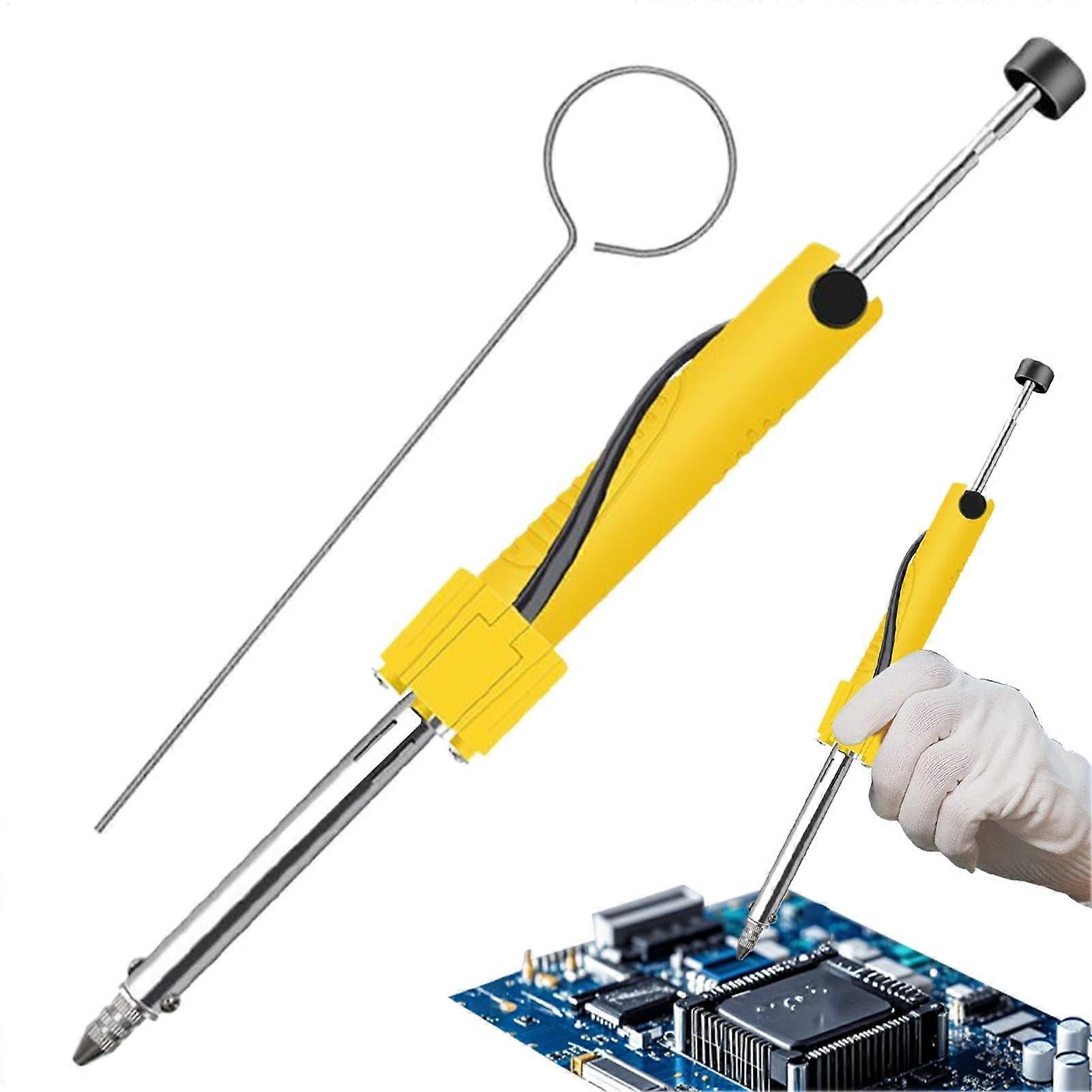 Electric desoldering pump, Antisoftrationspumpe, sucker for soldering, 2 in 1, electric tool, with nozzles for the ride yellow