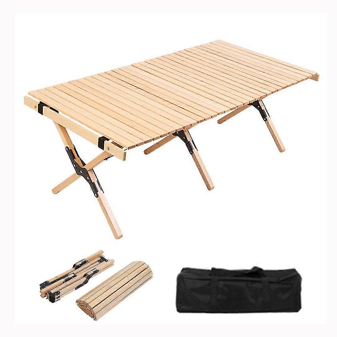 Portable Folding Wood Table With Carry Bag - Large Wooden Desk For Outdoor Activities and Backyard Use