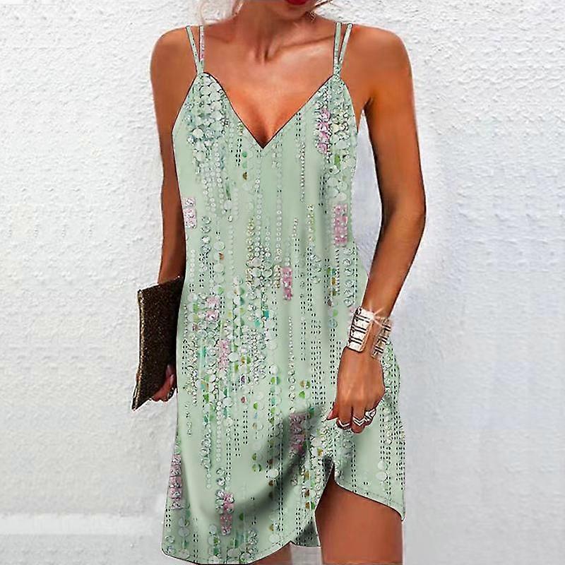 Naisten muodikas ja seksikäs 3D-raidallinen kukkaprintti olkaimeton mekko, löysä V-kaula-aukko naamiointimekko