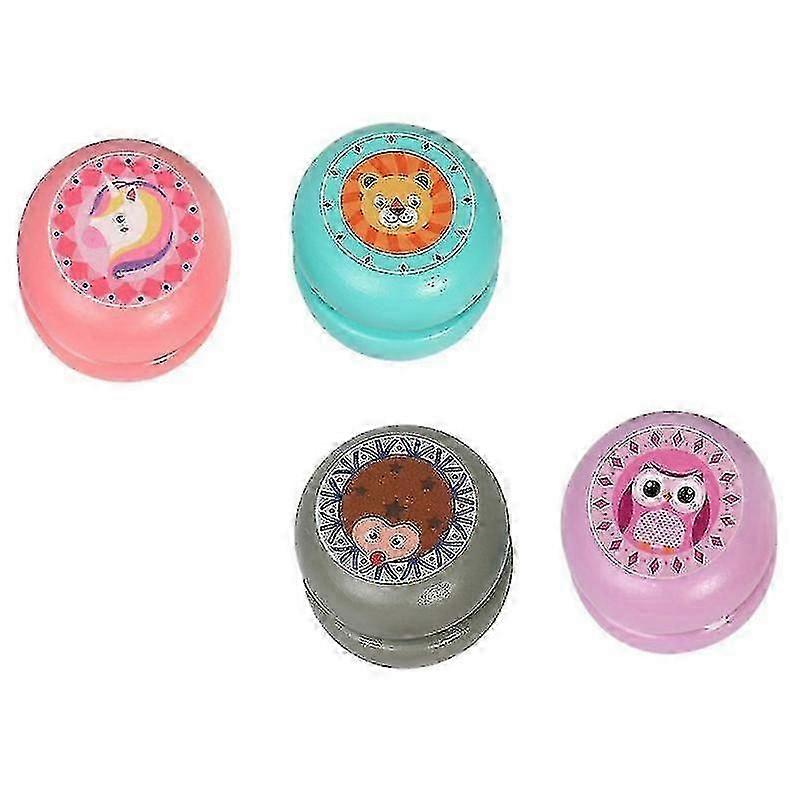 6X6cm Assorted Color Yo-yos 4pcs Yoyo Toys Funny Wooden Yo-yo Playthings Lovely Pattern Yo-yo Toys