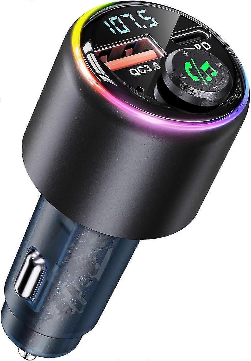 Auto FM Transmitter Bluetooth 5.3 Radio Adapter with PD 30W USB-C Charger