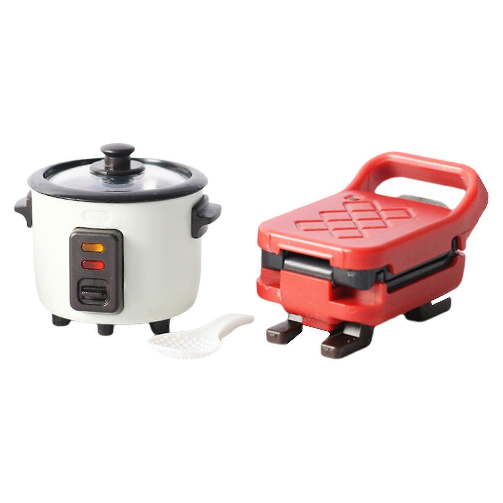 2er Pack 1/12 Puppenhaus Frühstücksmaschine mit Reiskocher Modell Küche Lebensszene