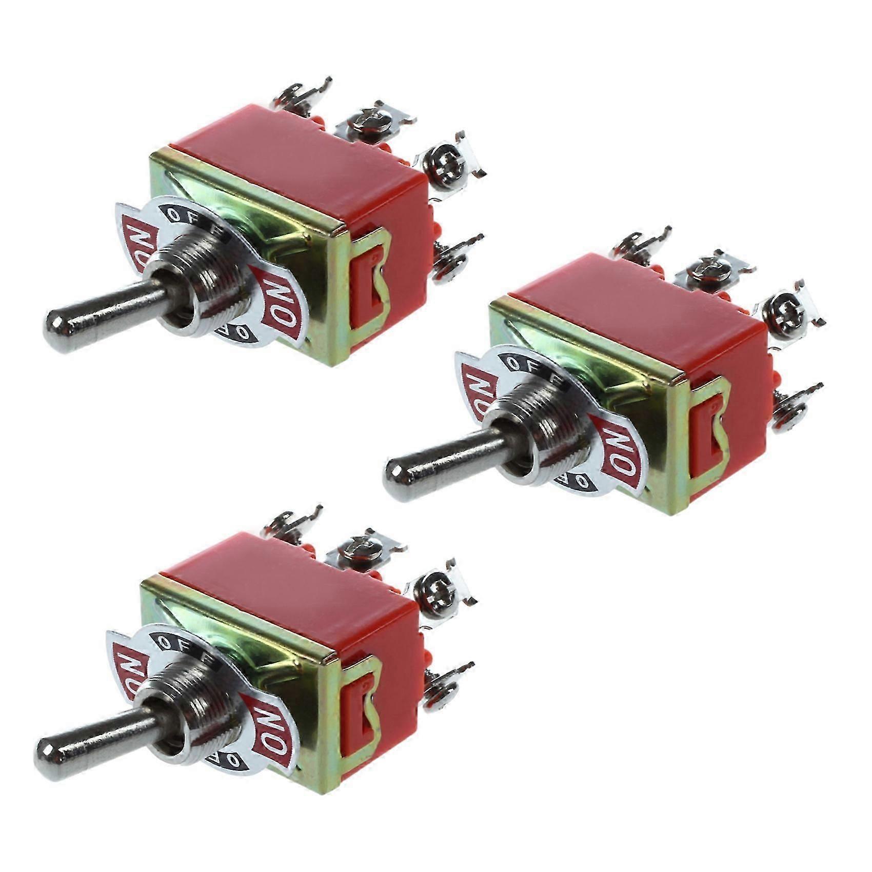 3X AC 250V 15A Latching 3 Way On-Off-On Single Pole Double Throw Toggle Switch