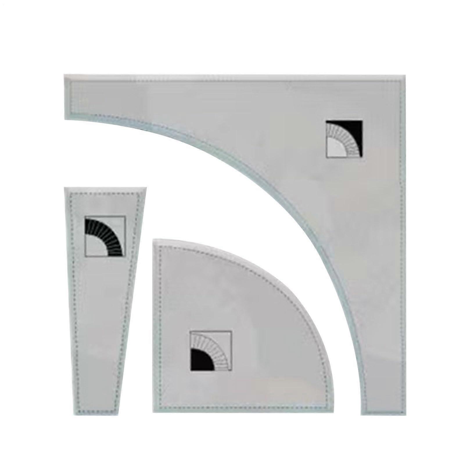 Wavy Quilt Template, Crazy Fan Quilt Pattern, 3-Piece Acrylic Cutting Ruler And Stencil Set For Home DIY Quilting