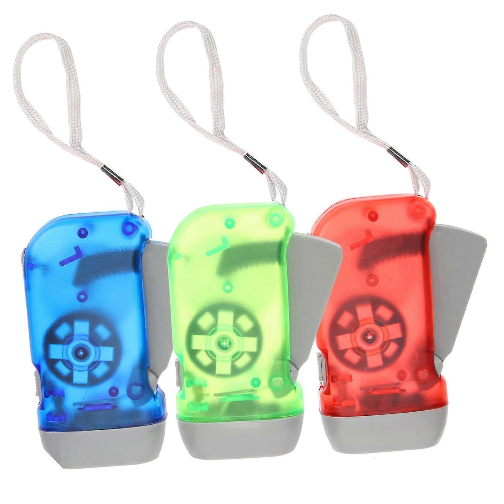 Torch with Hand Crank, Pack of 3, Torch Toy with Hand Crank, Random Colour, and