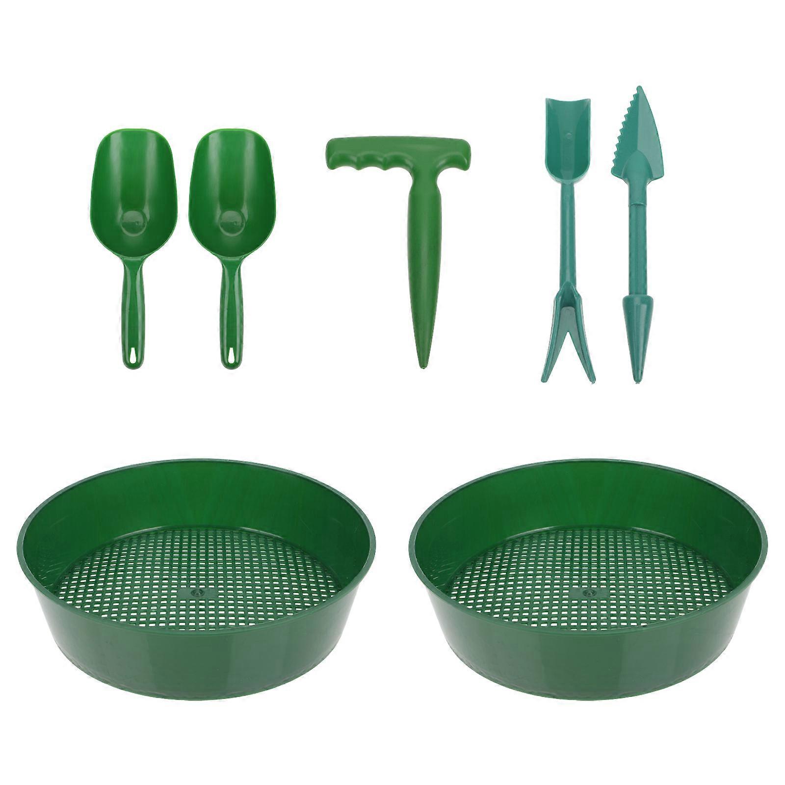Garden Mesh Sieve Portable Sifter Sand Cultivation Medium Tools Green 20x18cm Soil Filtering 1Set