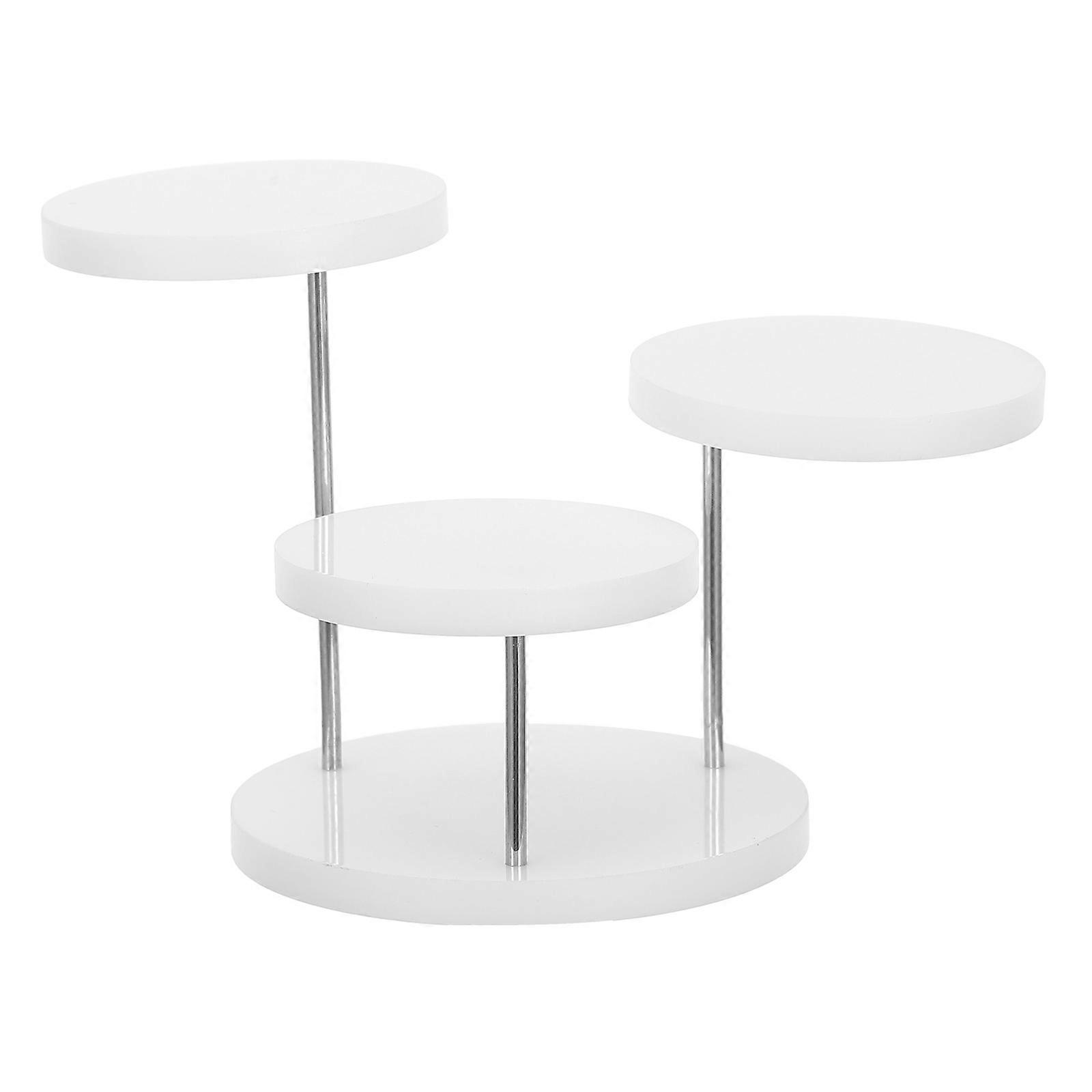 منظم حامل عرض المجوهرات دائري حديث ثلاثي الطبقات أبيض 13.00X11.00X7.50 سم حل تخزين 1 عبوة