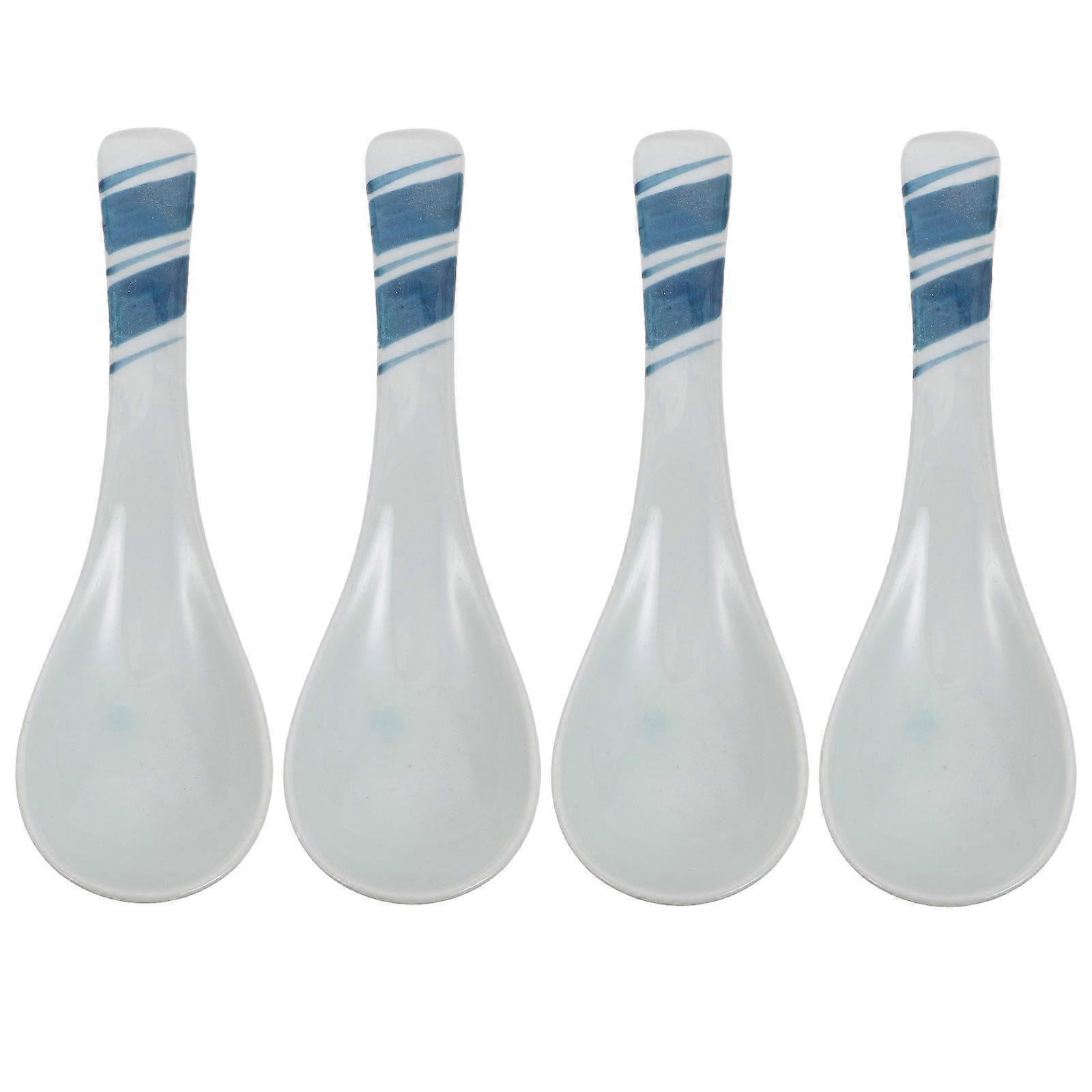 Reusable Table Spoons Japanese Style Ergonomic Handle Easy to Clean 14X4.5CM White 4Set