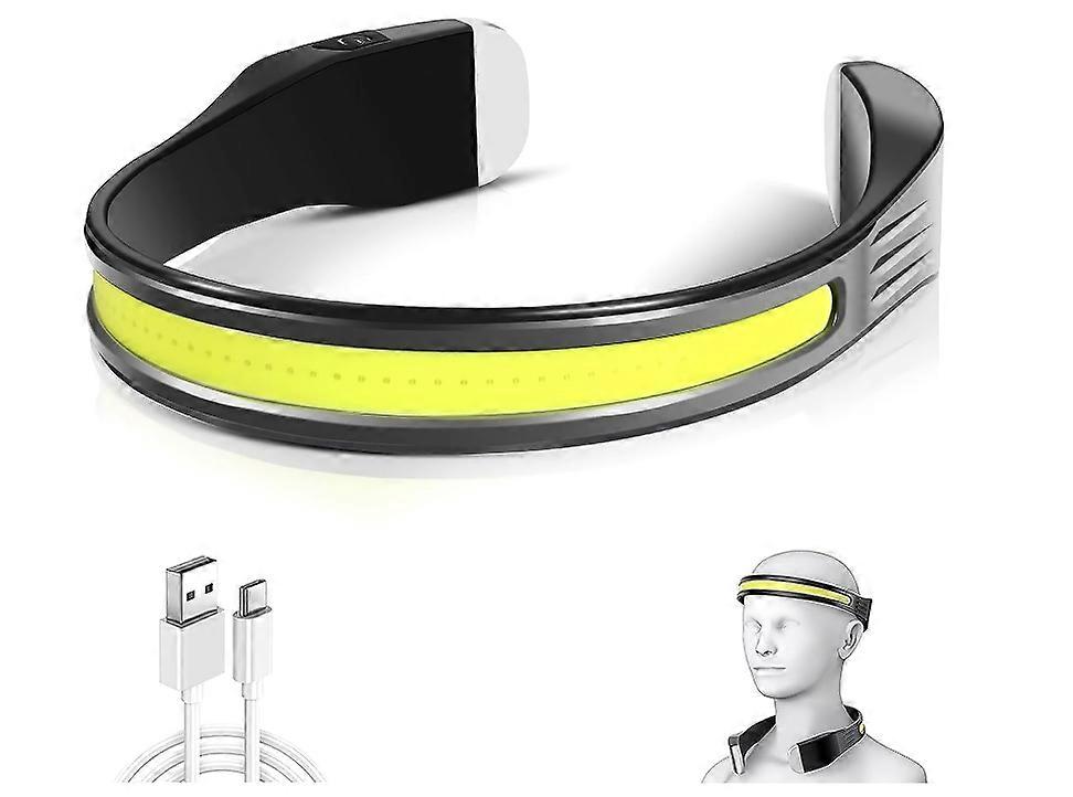 Headlamp Neck Reading Light 350 Lumen LED Headlamp with Red Tail Light, 260 Wide Beam Head Lamp IPX5 Waterproof Headlight(Black)